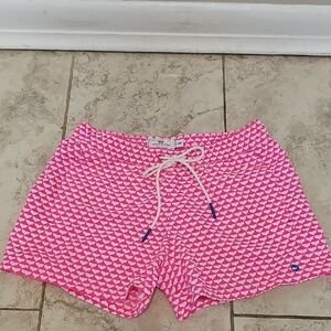 Vineyard Vines Pink Whale Print Swim Shorts